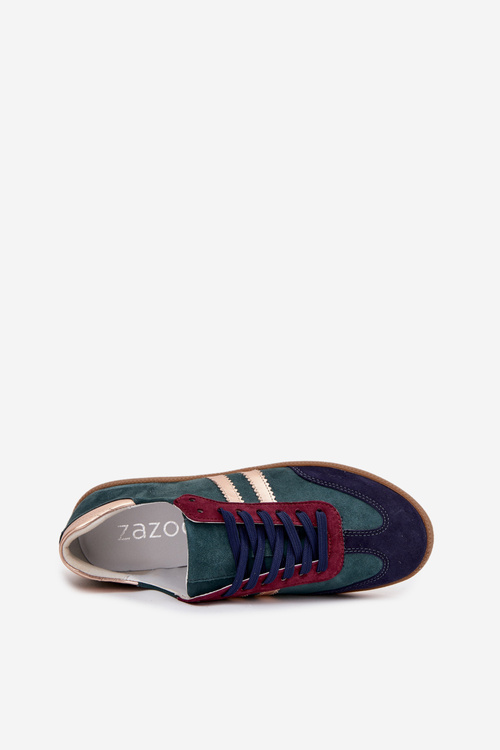 Zazoo N1068 Semišové Nízké Tenisky Dámské Tmavě Zelená