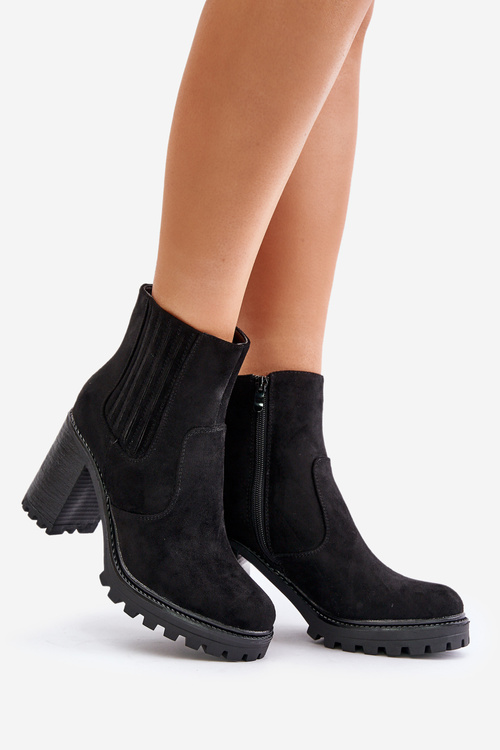 Lodičky na podpätku z eko semišu čierne Mesiella