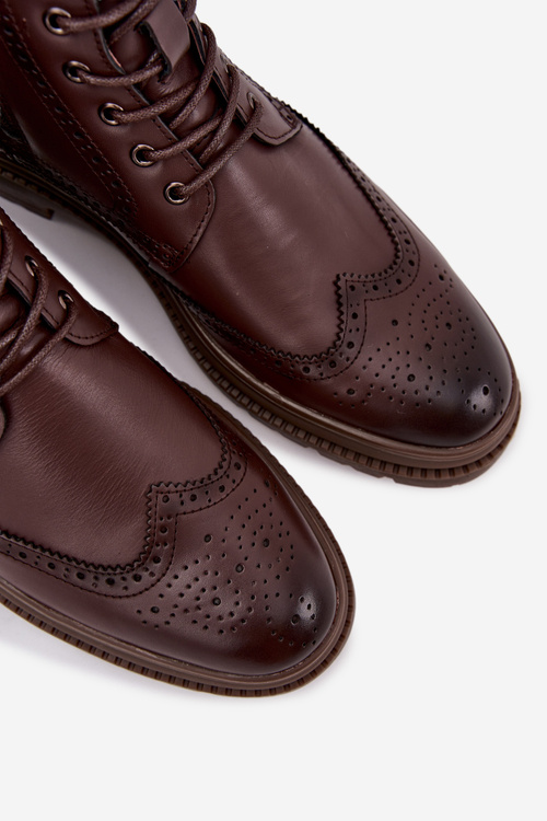 Kožené pánské boty Lee Cooper LCJ 25 33 3960 hnědé Botki Męskie