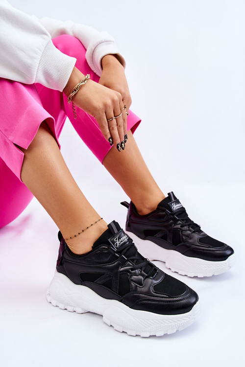 Klasické tenisky na platformě černé Larec