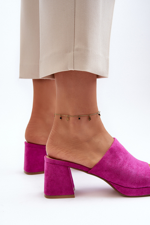 Dámské sandály na podpatku fuksie Bralya