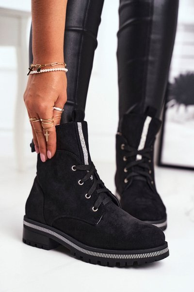 Dámské Kotníkové Boty Eko Semiš Černé Hundret Percent