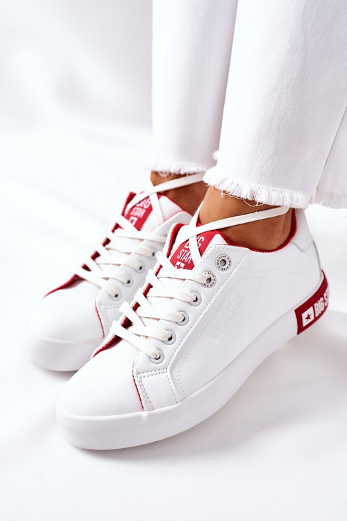 Dámské Kožené Tenisky BIG STAR II274032 Bílý-Cervené