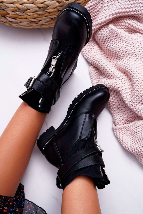 Dámské Kotníkové Boty Military Černé Travist