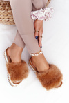 Papuče na platforme Camel Adventure Fur Platform