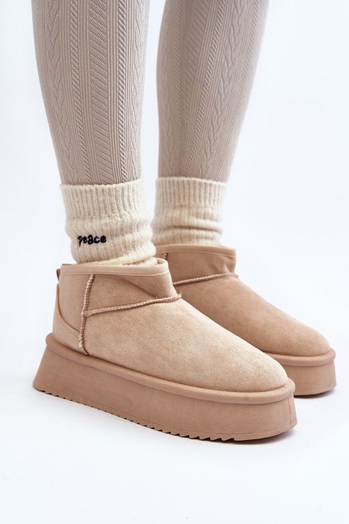 Dámské Sněhule Na Hrubé Podrážce Beige Caliksa