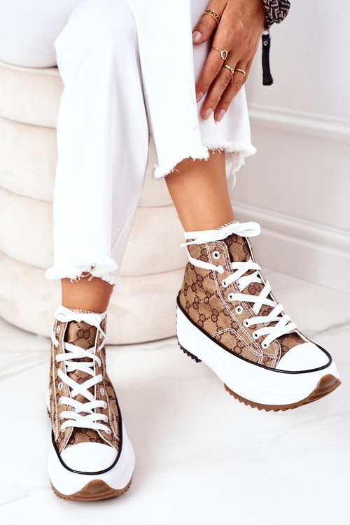 Prihlásené tenisky na platforme Electric Love Brown Platform