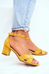 Semišové sandále na stĺpej žltej nela