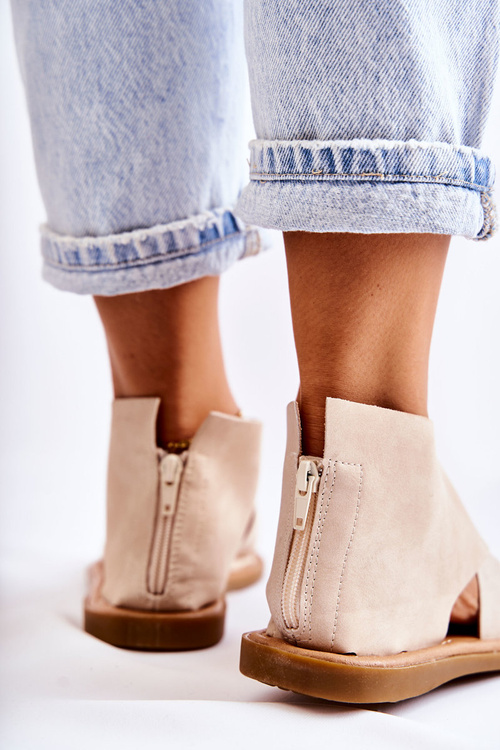 Dámské kožené sandály Široká noha béžová Catalise