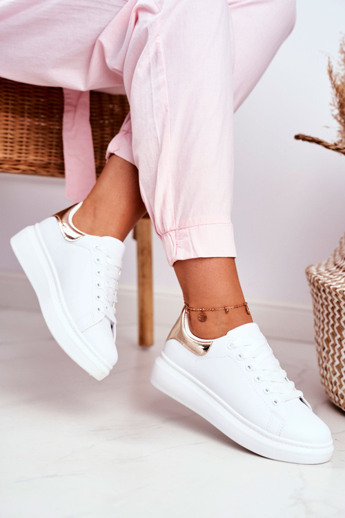 Dámske športové topánky lu boo biele kovové zlaté matilda