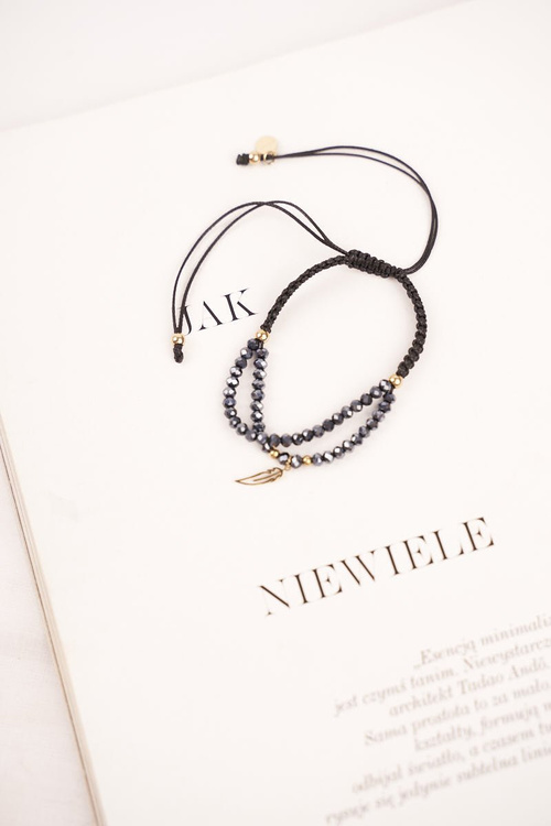 Dámský Náramek černý řetězec Zlaté Pírko Clementina