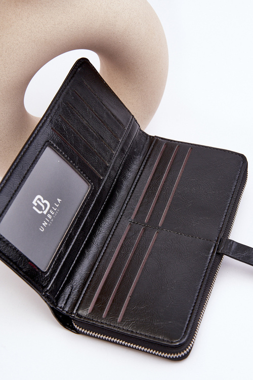 Dámska lakovaná magnetová peňaženka čierna biela