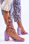 Kožené módní dámské sandály podpatky fialové Primma
