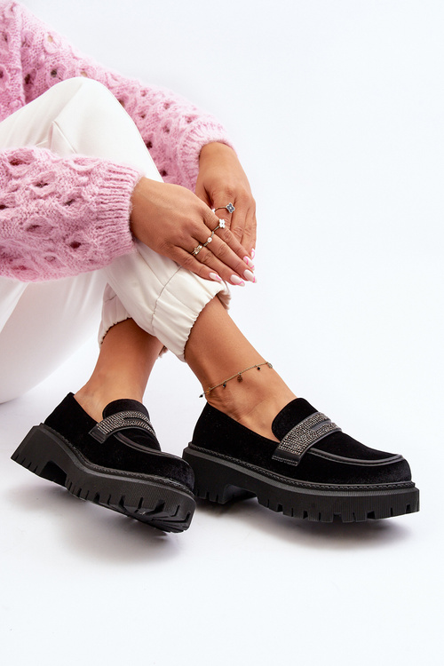 Dámské sametové mokasíny s ozdobou Černé Wendreda