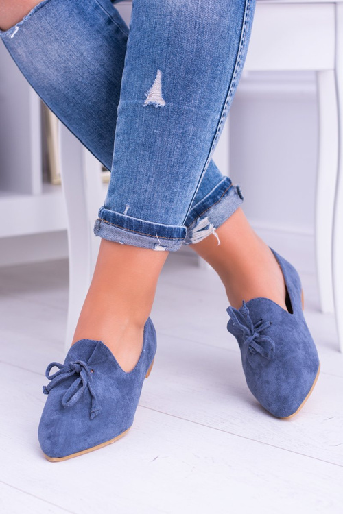 Lu Boo tmavě modré baleríny semišové Loafers Feliciano