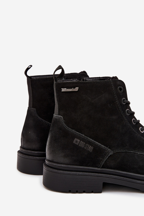 Kožené Zateplené Boty Pro Muže Na Zip Big Star OO174148 Černé