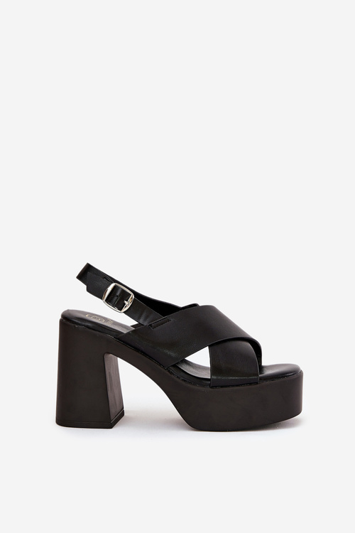 Dámské Sandály Na Podpatku A Platformě Z Eko Kůže Černé Annavin