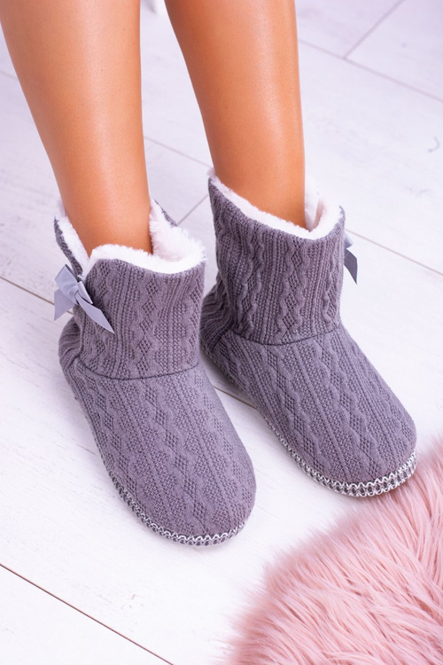 Šedá dámská teplá domácí obuv papuče Duffy