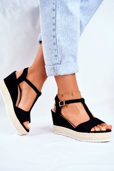 Dámské Sandály Na Klínu černé Papillon