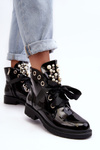 Lankované zdobené čierne sirdre topánky