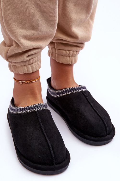 Dámské semišové Papuče s kožešinou Černá Polinna