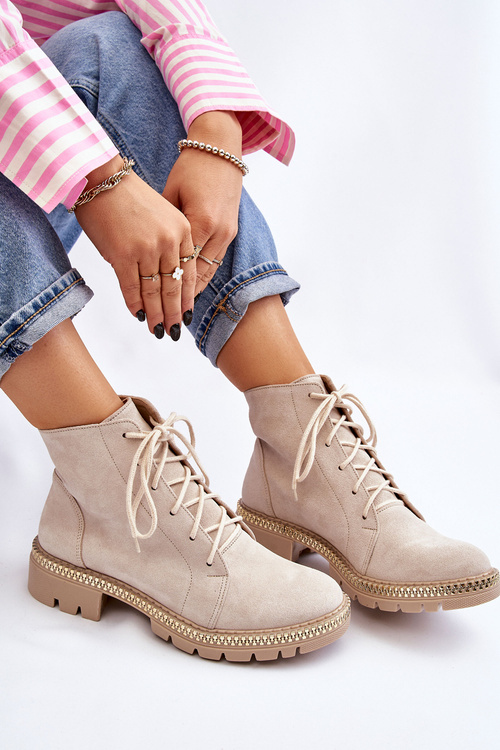 Flat Boots Lewski Shoes 3285 Světle béžová