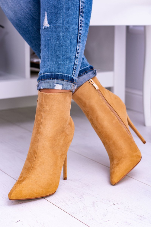 Lu Boo Suede topánky na vysokých podpätkoch Camel Veneci