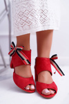 Dámske kožené sandále Maciejka na post červenej 04038-08