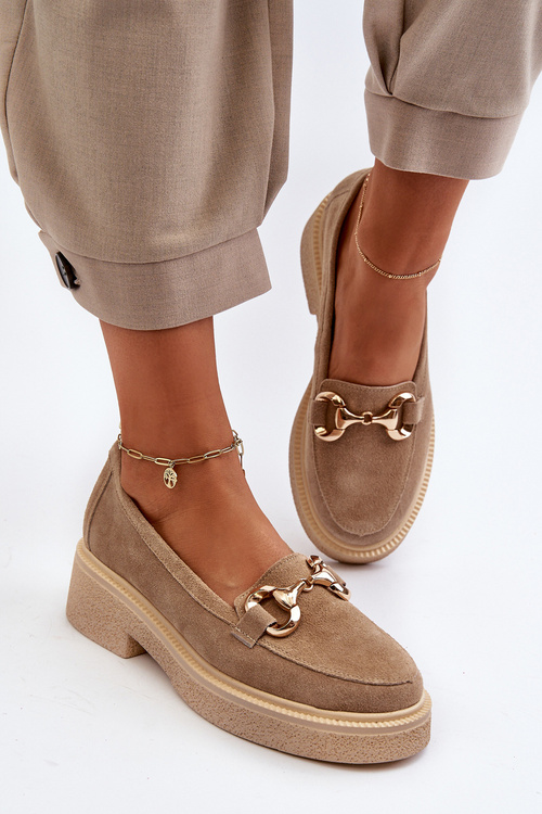 Zazoo 3429 Semišové Dámské Mokasíny S Ozdobou Beige