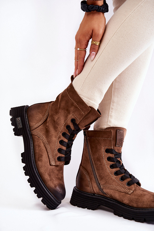 Dámské semišové boty Big Star KK274504 Hnědá