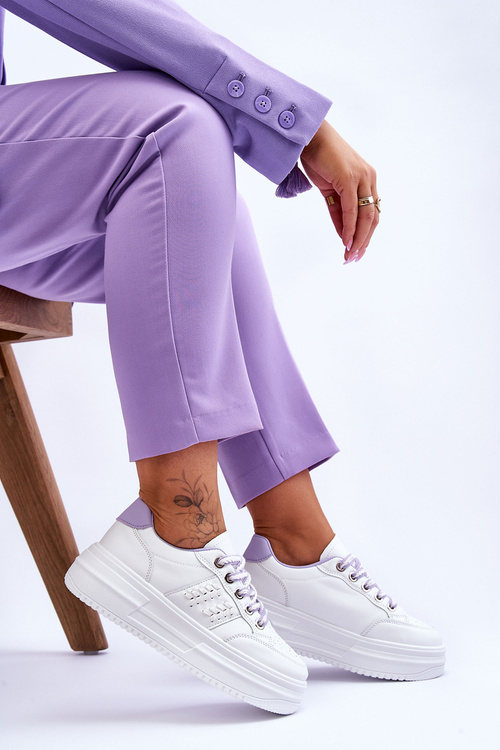 Módní dámské tenisky na platformě Bílo-fialová Claribel