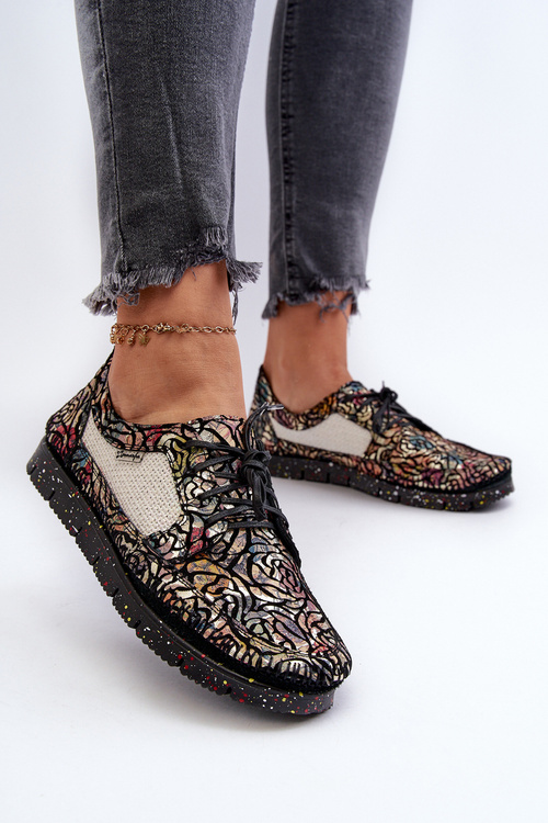 Dámske vzorované poltopánky Maciejka 06347-01 Čierne