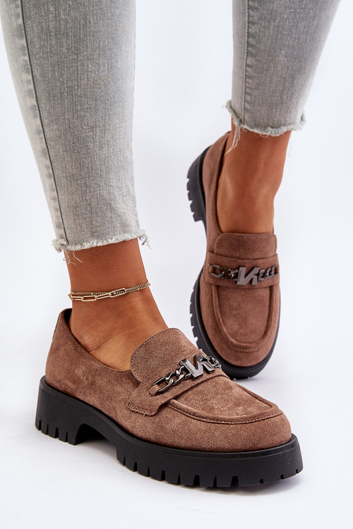 Dámské kožené mokasíny s ozdobou tmavě zelené Loraleima