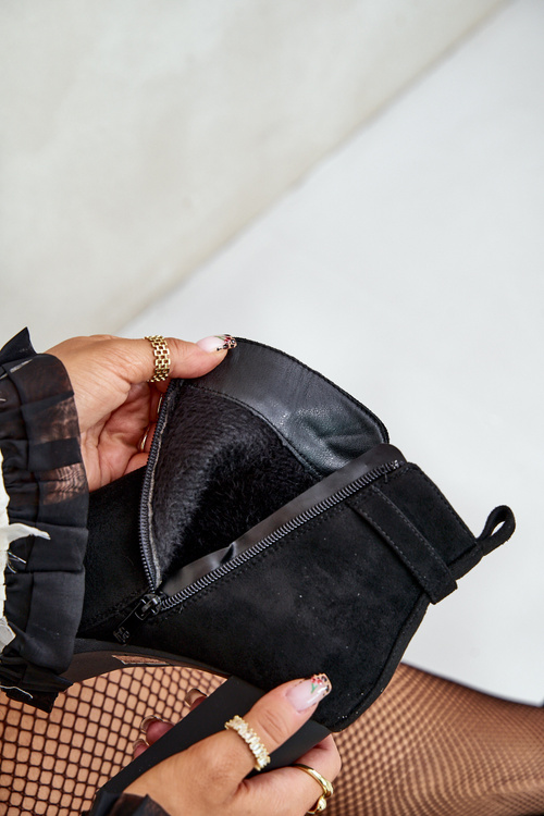 Zateplené dámské boty na vysokém podpatku černé Terisanna