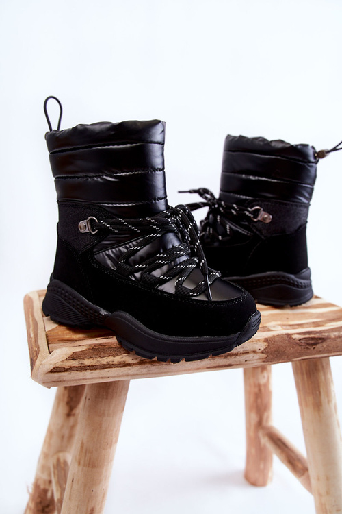 dětské teplé sněhule se zipem Černé Leena