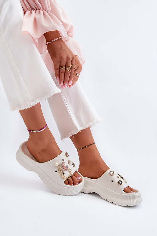 Dámské pěnové žabky s ozdobami bílé Afariana