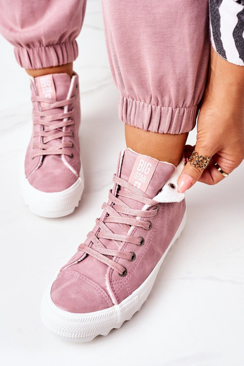 Dámska kožená izolovaná veľká hviezda EE274113 Ružové tenisky