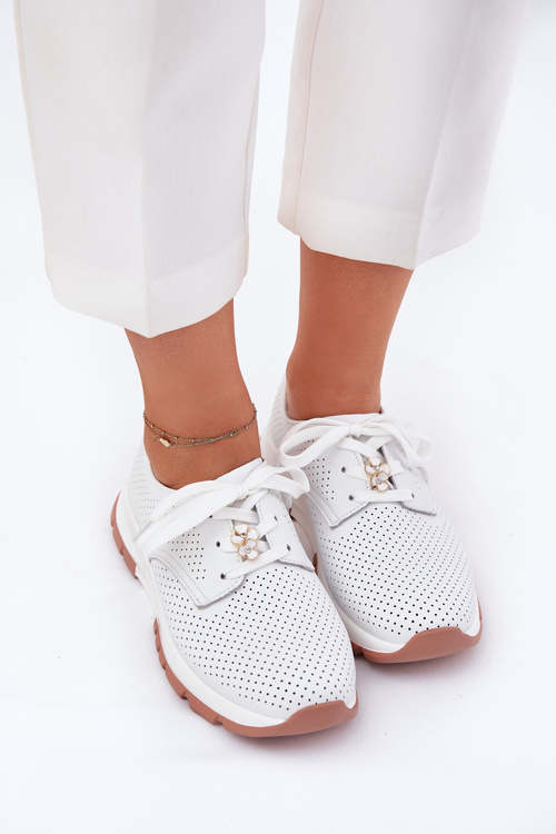 Kožené Dámske Poltopánky S Klipom Artiker 54C1810 Biele