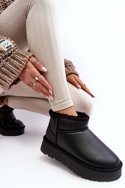 Kožené Dámské Sněžníky Na Platformě Černé Loreley