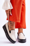 Vkĺzané kožené tenisky na platforme Madeline Beige Platform