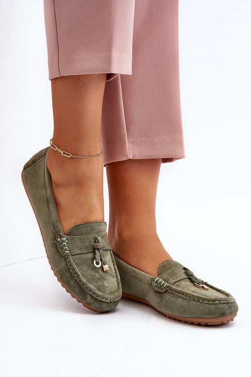Dámské Zamszové Klasické Mokasíny Zelené Ontala