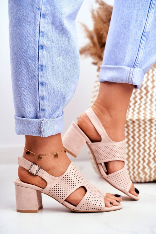 Dámské Sandály Na Post Prolamované Béžový Valery