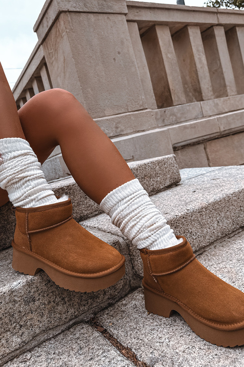 Sněhule z přírodního nubuku s teplou podšívkou Camel Milora