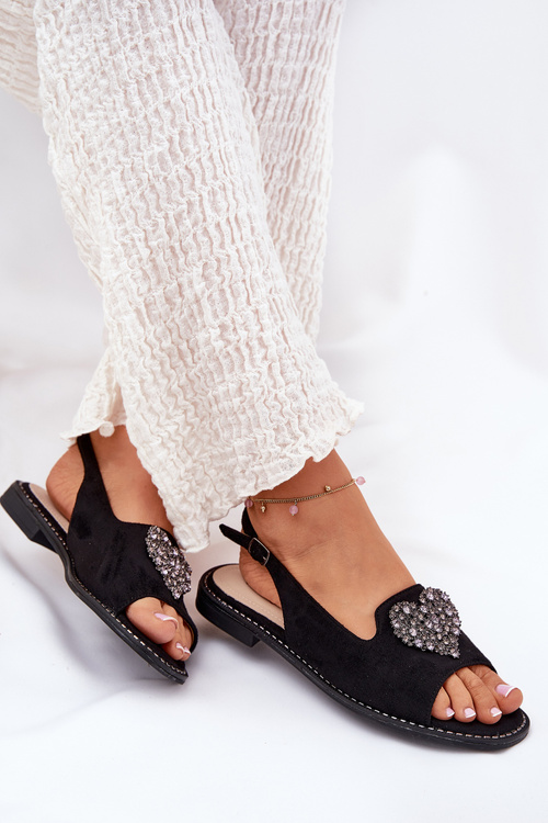 Dámské Sandály S Ozdobným Srdcem S.Barski KV27-018 Černé