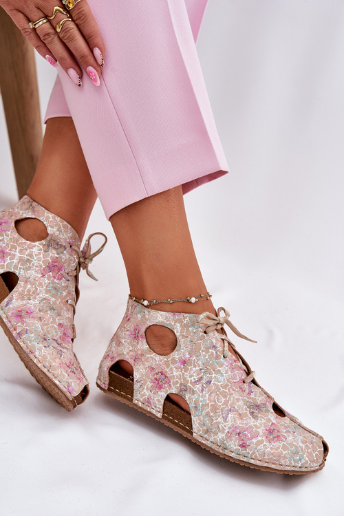 Vzorované Kožené Boty Maciejka 03426-48 Béžové