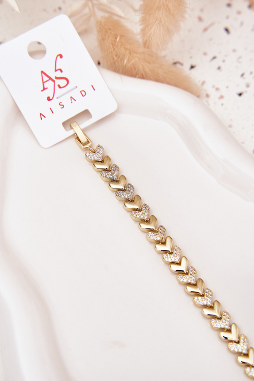 Dámsky náramok srdiečka so zirkónmi zlatý