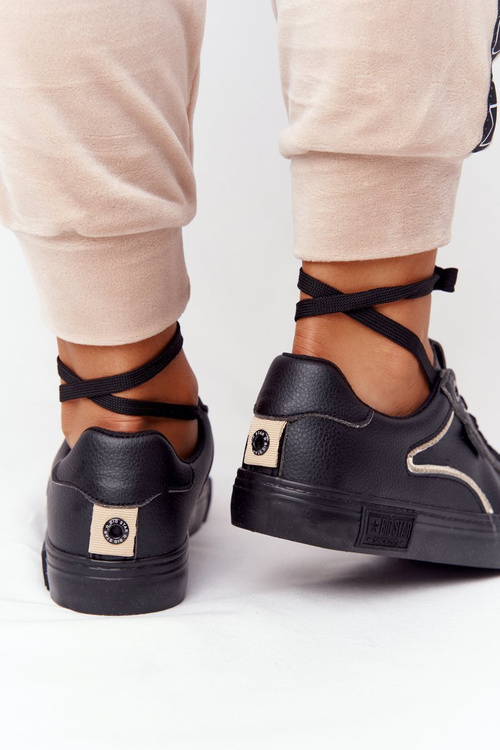 Dámske kožené tenisky Big Star HH274078 Čierna a zlatá