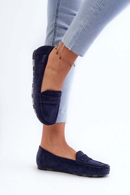 Dámske mokasíny z ekologickej semišu Big Star NN274931 Memory Foam System námornícka modrá