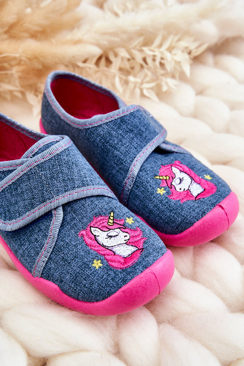 Detský papcie Befado Unicorn 122x016 Blue-ružová