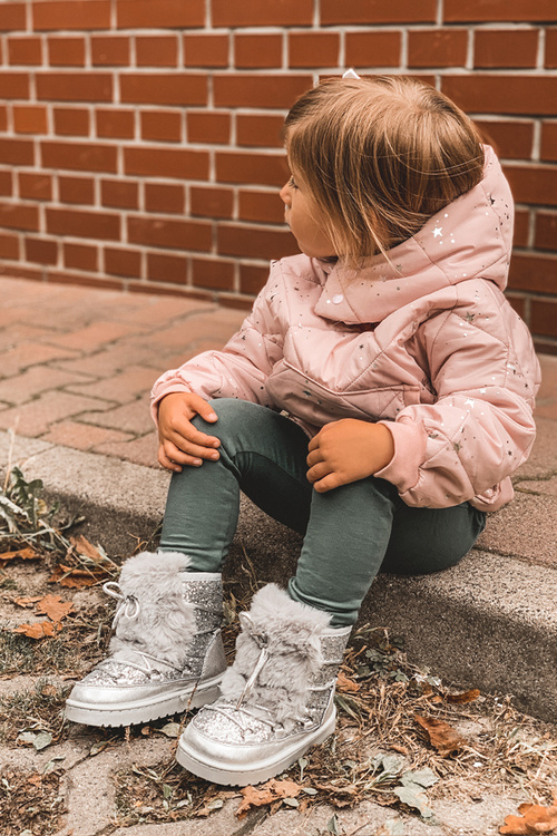 Detské topánky Snehové topánky so striebornou kožušinou Minnie Mouse